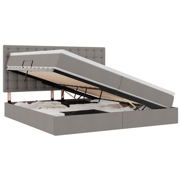 vidaXL Postel s &uacute;ložn&yacute;m prostorem a matrac&iacute; s čelo Taupe 200 x 200 cm