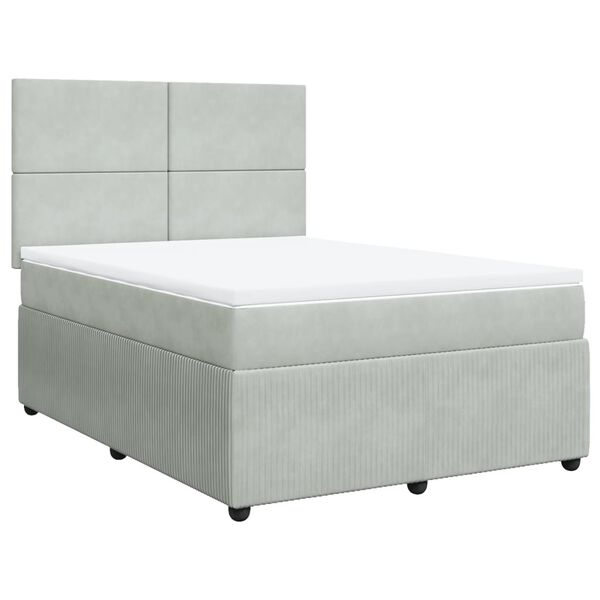 vidaXL Box spring postel s matrac&iacute; světle &scaron;ed&aacute; 140x200 cm samet