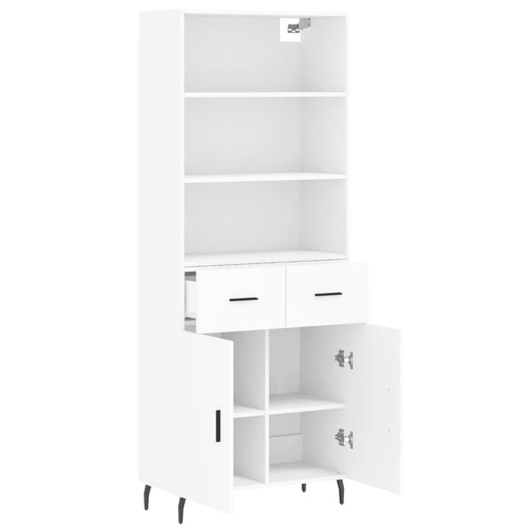 vidaXL Skř&iacute;ň highboard b&iacute;l&aacute; 69,5 x 34 x 180 cm kompozitn&iacute; dřevo