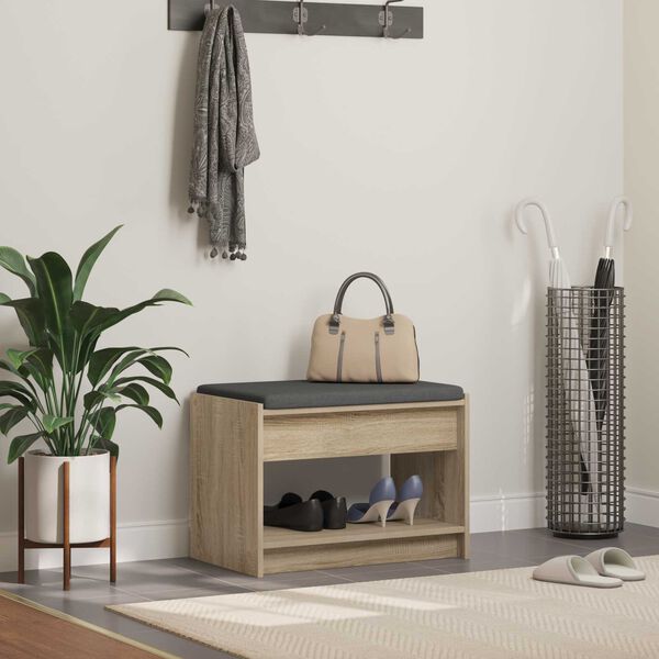 vidaXL Chodbičkov&aacute; lavice s pol&scaron;t&aacute;řem Sonoma dub 63 x 38 x 45 cm