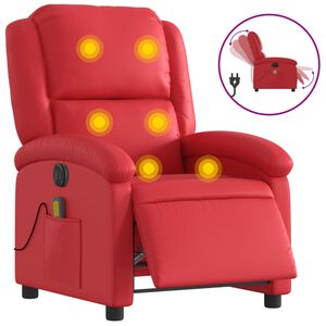 vidaXL Elektrick&eacute; mas&aacute;žn&iacute; polohovac&iacute; křeslo červen&eacute; uměl&aacute; kůže