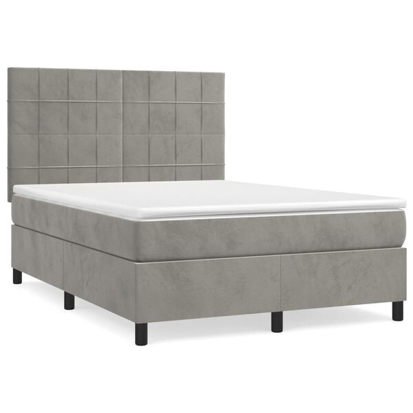 vidaXL Box spring postel s matrac&iacute; světle &scaron;ed&aacute; 140x200 cm samet