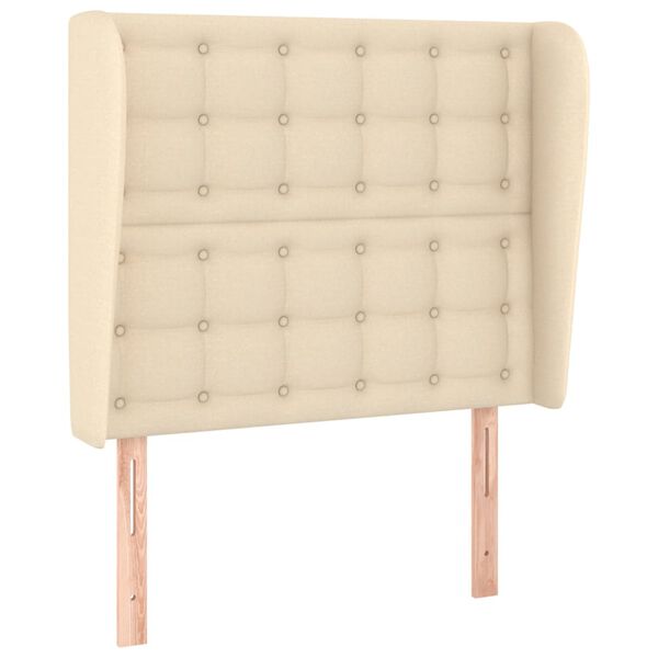 vidaXL Čelo postele typu ušák krémové 83 x 23 x 118/128 cm textil