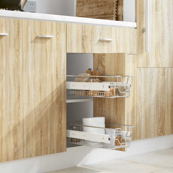 vidaXL Vysouvací drátěné košíky 2 ks stříbrné 300 mm