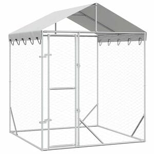 vidaXL Venkovn&iacute; ps&iacute; kotec se střechou stř&iacute;brn&yacute; 2 x 2 x 2,5 m ocel