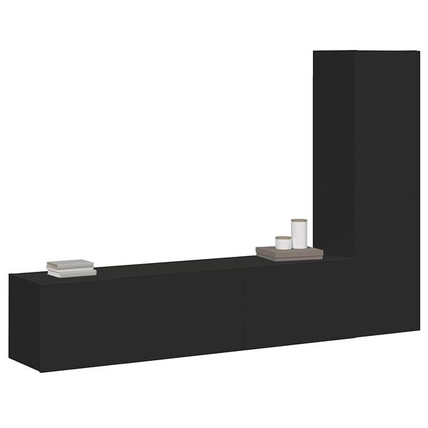 vidaXL 3d&iacute;ln&yacute; set TV skř&iacute;něk čern&yacute; kompozitn&iacute; dřevo