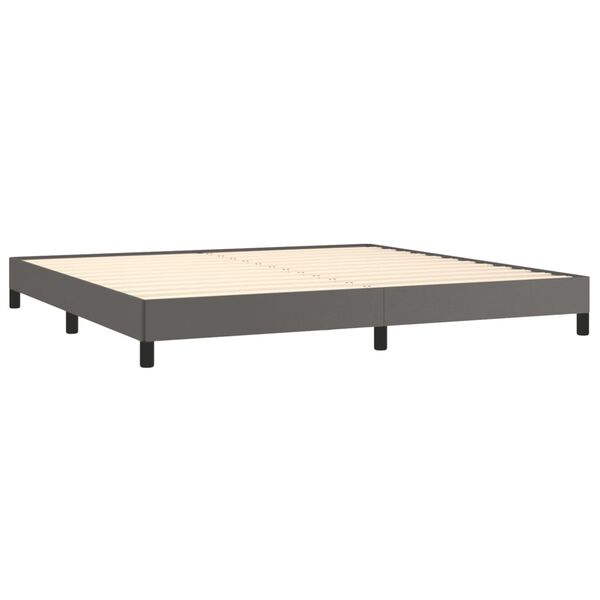 vidaXL Box spring postel s matrac&iacute; &scaron;ed&aacute; 200x200 cm uměl&aacute; kůže