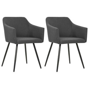 323094 vidaXL Dining Chairs 2 pcs Dark Grey Fabric