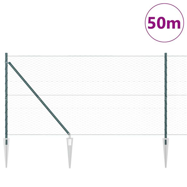 vidaXL Plotov&yacute; sloupek. Zelen&aacute; 50 x 1,4 m (36 mm s&iacute;ť) Ocel a PVC
