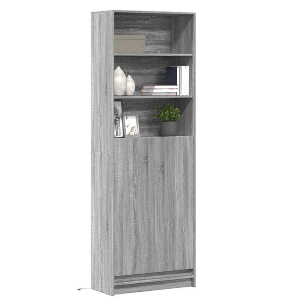 vidaXL Skř&iacute;ň highboard s LED &scaron;ed&aacute; sonoma 69 x 32,5 x 200 cm kompozit