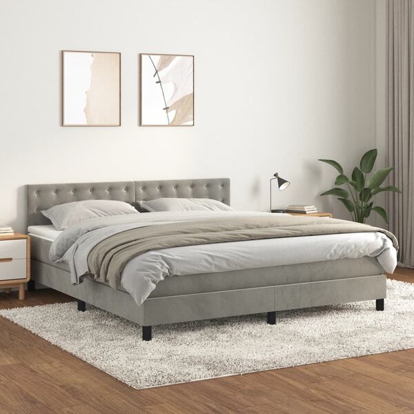 vidaXL Box spring postel s matrac&iacute; světle &scaron;ed&aacute; 180x200 cm samet