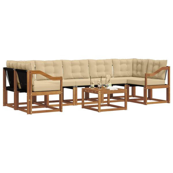 vidaXL Venkovn&iacute; pohovkov&aacute; souprava 8 pcs Přirozen&aacute; a B&eacute;žov&aacute;