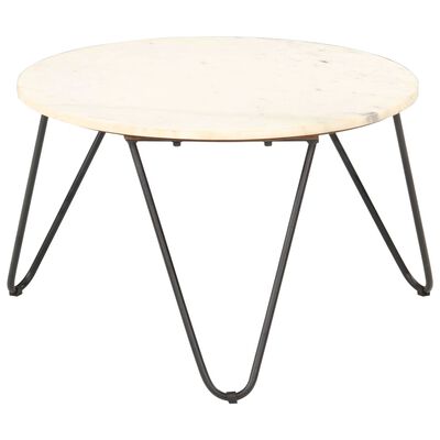 vidaXL Konferenční stolek bílý 65x65x42 cm pravý kámen mramorový vzor