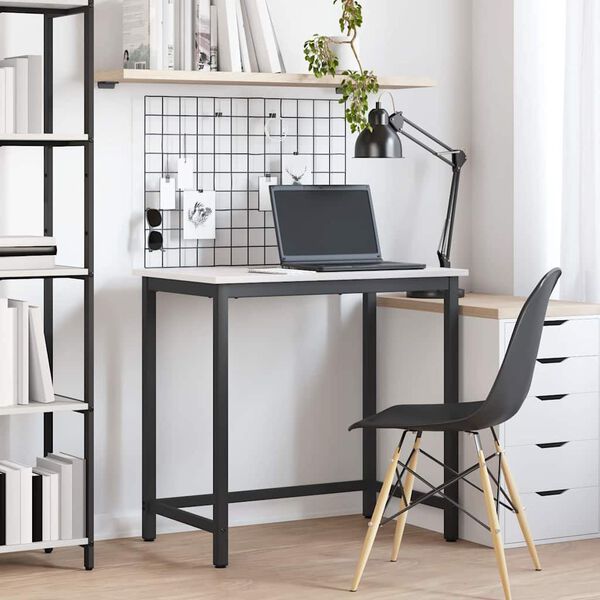 vidaXL stůl B&iacute;l&aacute; 80 x 50 x 77 cm Inžen&yacute;rsk&eacute; dřevo a ocel