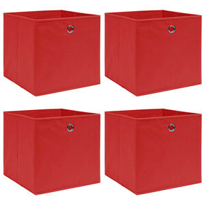vidaXL &Uacute;ložn&eacute; boxy 4 ks červen&eacute; 32 x 32 x 32 cm textil