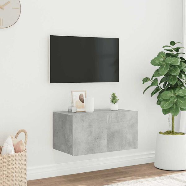 vidaXL N&aacute;stěnn&aacute; TV skř&iacute;ňka s LED osvětlen&iacute;m betonově &scaron;ed&aacute; 60x35x31 cm