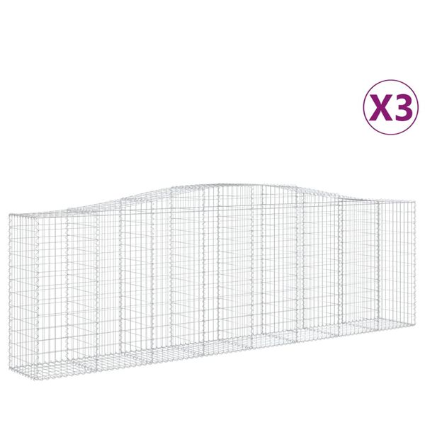 vidaXL Klenut&eacute; gabionov&eacute; ko&scaron;e 3 ks 400x50x120/140cm pozinkovan&eacute; železo
