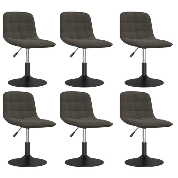 vidaXL Otočn&eacute; j&iacute;deln&iacute; židle 6 ks tmavě &scaron;ed&eacute; samet