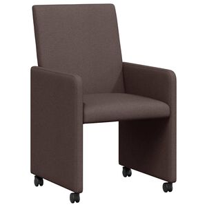 vidaXL J&iacute;deln&iacute; židle na kolečk&aacute;ch 2 ks textil Tmavě hněd&aacute;