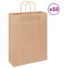 vidaXL Pap&iacute;rov&eacute; ta&scaron;ky 50 ks s uchy hněd&eacute; 32x12x42 cm
