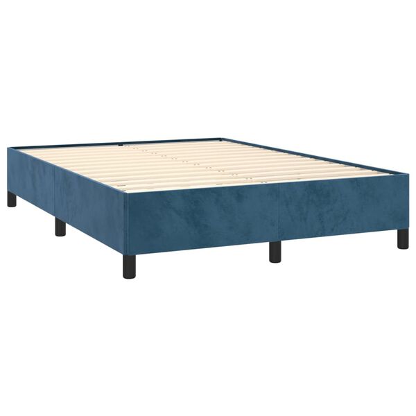 vidaXL Box spring postel s matrac&iacute; tmavě modr&aacute; 140x200 cm samet