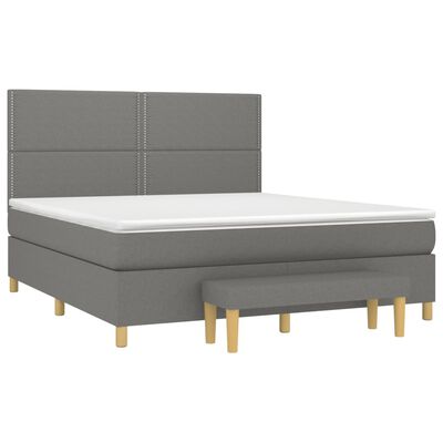 vidaXL Box spring postel s matrací tmavě šedá 160x200 cm textil