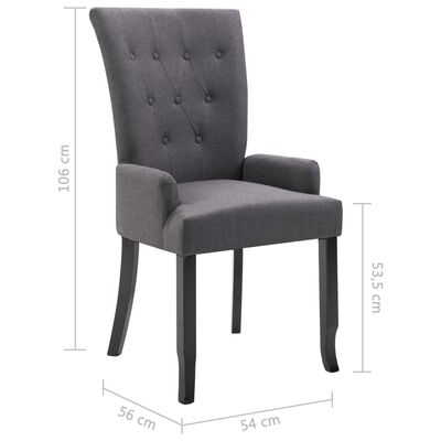 vidaXL Jídelní židle s područkami tmavě šedá textil