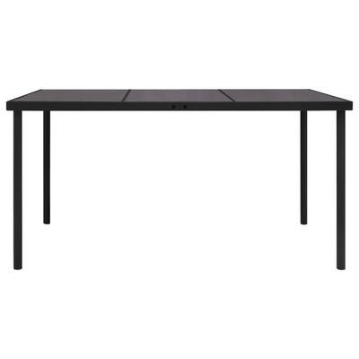 vidaXL Zahradní stůl se skleněnou deskou černý 150 x 90 x 74 cm ocel