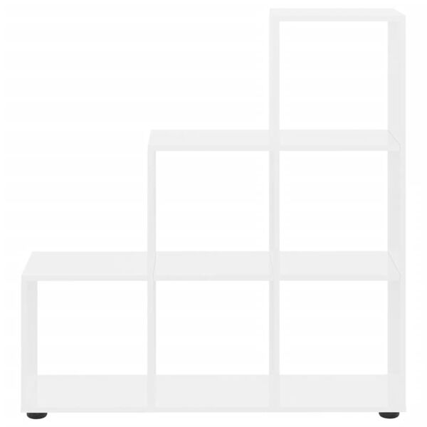 vidaXL Schodov&aacute; knihovna b&iacute;l&aacute; s vysok&yacute;m leskem 107 cm kompozitn&iacute; dřevo