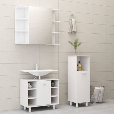 vidaXL 3dílná koupelnová sestava bílá vysoký lesk kompozitní dřevo