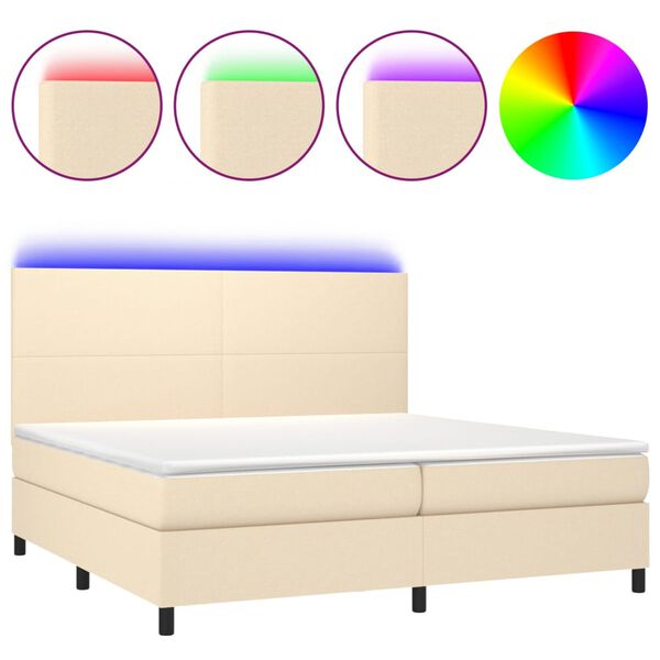 vidaXL Box spring postel s matrac&iacute; a LED kr&eacute;mov&aacute; 200x200 cm textil