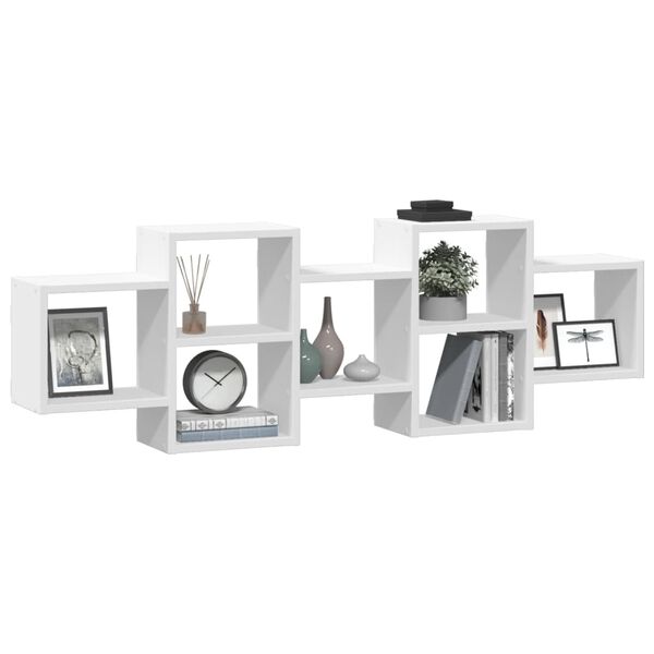 vidaXL N&aacute;stěnn&aacute; police b&iacute;l&aacute; 129 x 18 x 42 cm kompozitn&iacute; dřevo