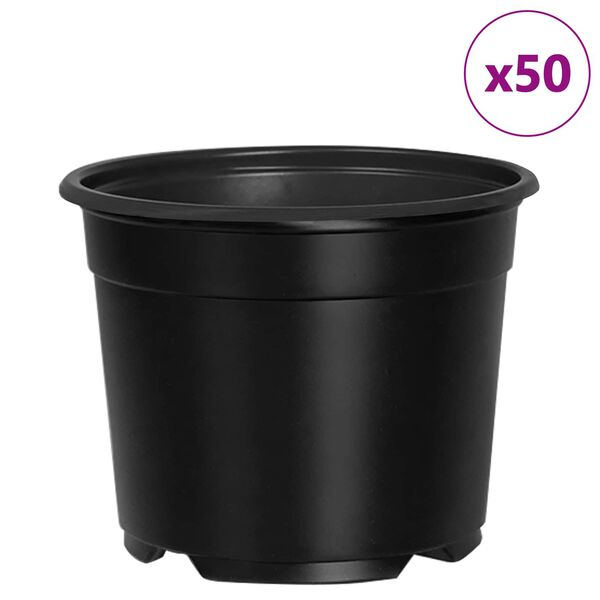 vidaXL Květinov&yacute; květin&aacute;č 50 pcs Čern&aacute; &Oslash; 15 x 12,5 cm Plast