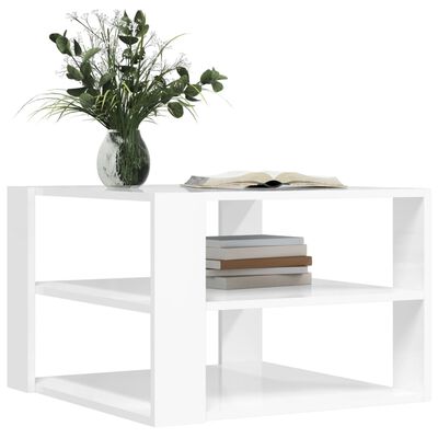 vidaXL Konferenční stolek lesklý bílý 59,5x59,5x40 cm kompozitní dřevo