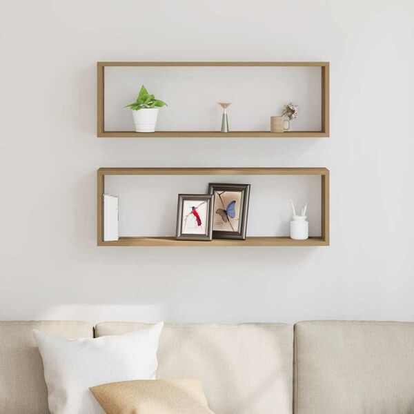 vidaXL Nástěnná police s policí 2 pcs Řemeslný dub 80 x 15 x 26 cm