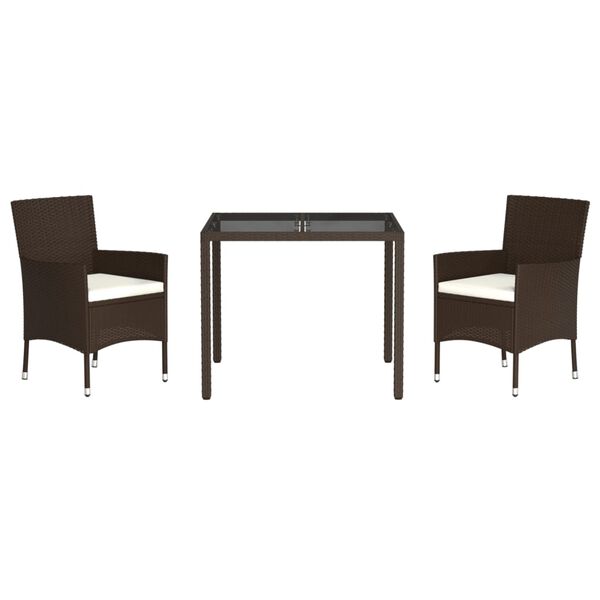 vidaXL 3d&iacute;ln&aacute; zahradn&iacute; j&iacute;deln&iacute; souprava s podu&scaron;kami hněd&aacute; polyratan