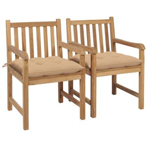 vidaXL Zahradn&iacute; židle 2 ks b&eacute;žov&eacute; podu&scaron;ky masivn&iacute; teak