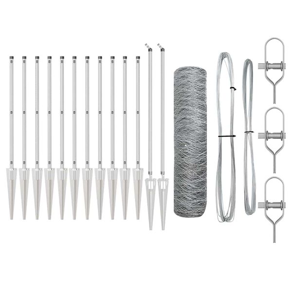 vidaXL Plotov&yacute; sloupek. Stř&iacute;brn&aacute; 25 x 0,8 m (50 mm s&iacute;ť) Ocel