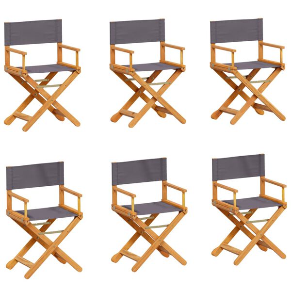 vidaXL 6 kusů skl&aacute;dac&iacute;ch zahradn&iacute;ch židl&iacute; tmavě &scaron;ed&eacute; textil