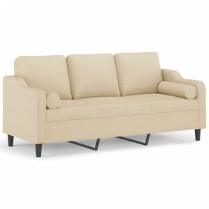vidaXL 3m&iacute;stn&aacute; pohovka s pol&scaron;t&aacute;ři kr&eacute;mov&aacute; 180 cm textil