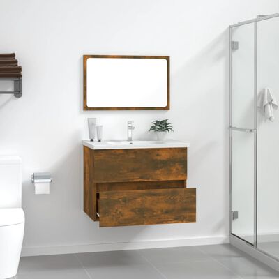 vidaXL 2dílný set koupelnového nábytku kouřový dub kompozitní dřevo