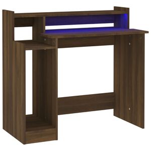 vidaXL Psac&iacute; stůl s LED světly hněd&yacute; dub 97x45x90 cm kompozitn&iacute; dřevo