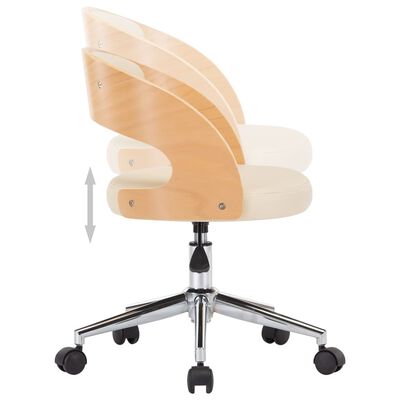 vidaXL Otočná jídelní židle krémová ohýbané dřevo a umělá kůže