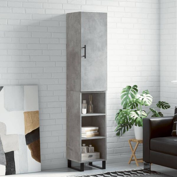 vidaXL Skř&iacute;ň highboard betonově &scaron;ed&aacute; 34,5x34x180 cm kompozitn&iacute; dřevo