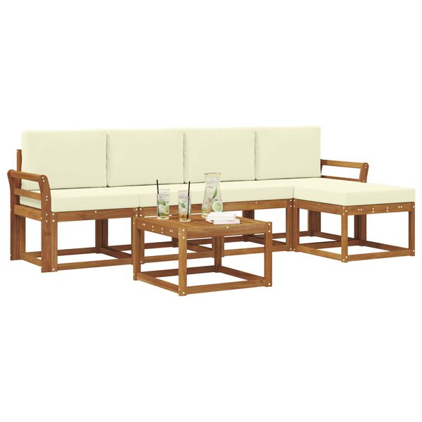 vidaXL Venkovn&iacute; pohovkov&aacute; souprava 6 pcs Přirozen&aacute; a Kr&eacute;mov&aacute;