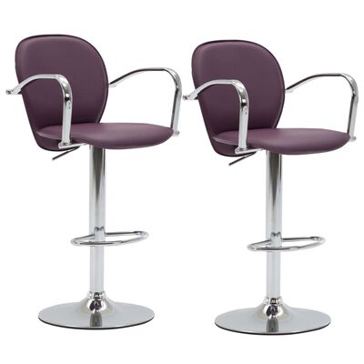 vidaXL Barové stoličky s područkami 2 ks fialové umělá kůže