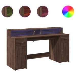 vidaXL Psac&iacute; stůl s LED světly hněd&yacute; dub 160x55x91 cm kompozitn&iacute; dřevo