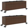 vidaXL Zahradn&iacute; truhl&iacute;ky s kolečky 2 ks hněd&eacute; 107x32x38 cm polyratan