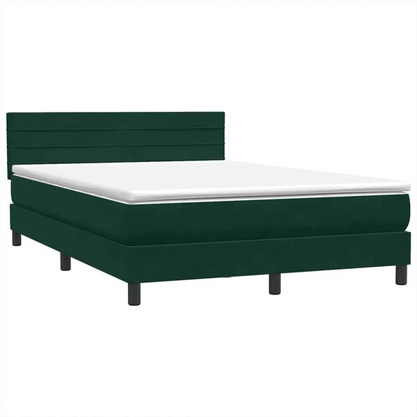 vidaXL Box spring postel s matrac&iacute; tmavě zelen&aacute; 140x210 cm samet