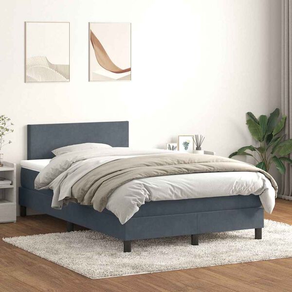 vidaXL Box spring postel s matrac&iacute; tmavě &scaron;ed&aacute; 120x220 cm samet